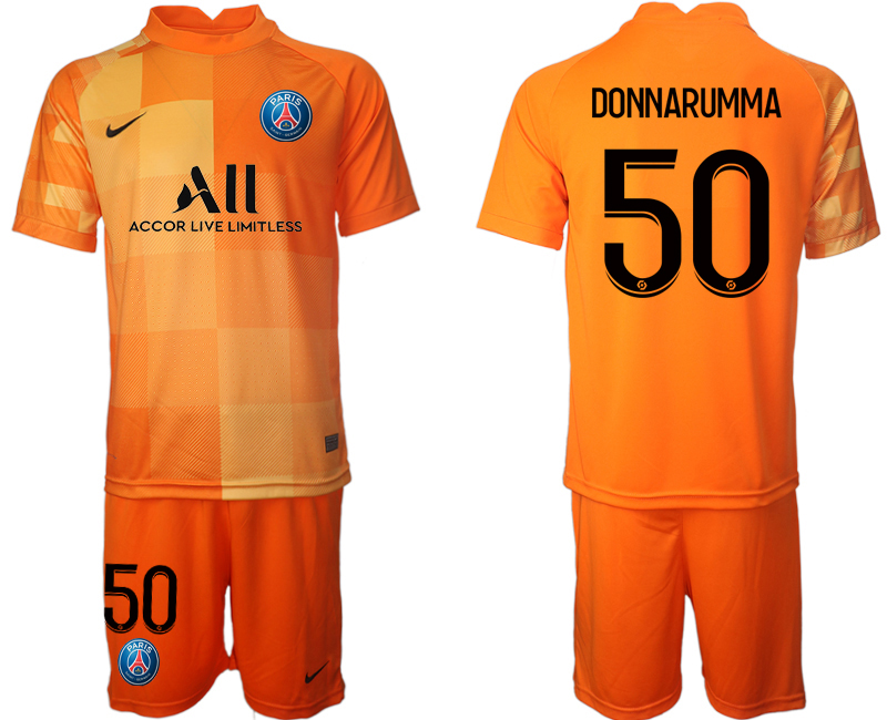 Men 2021-2022 Club Paris St German orange red goalkeeper #50 Soccer Jersey->paris st german jersey->Soccer Club Jersey